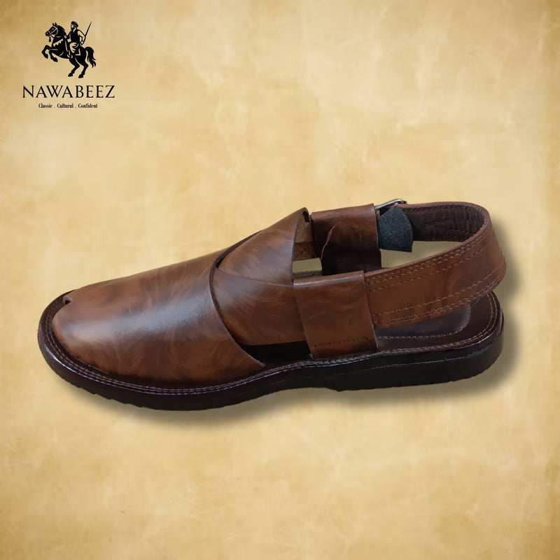 Leather Upper Lighweight Peshawari Chappal - Nawabeez Special