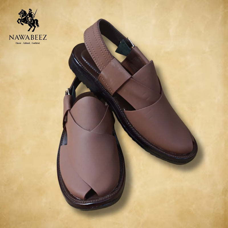 Leather Upper Lighweight Peshawari Chappal - Nawabeez Special