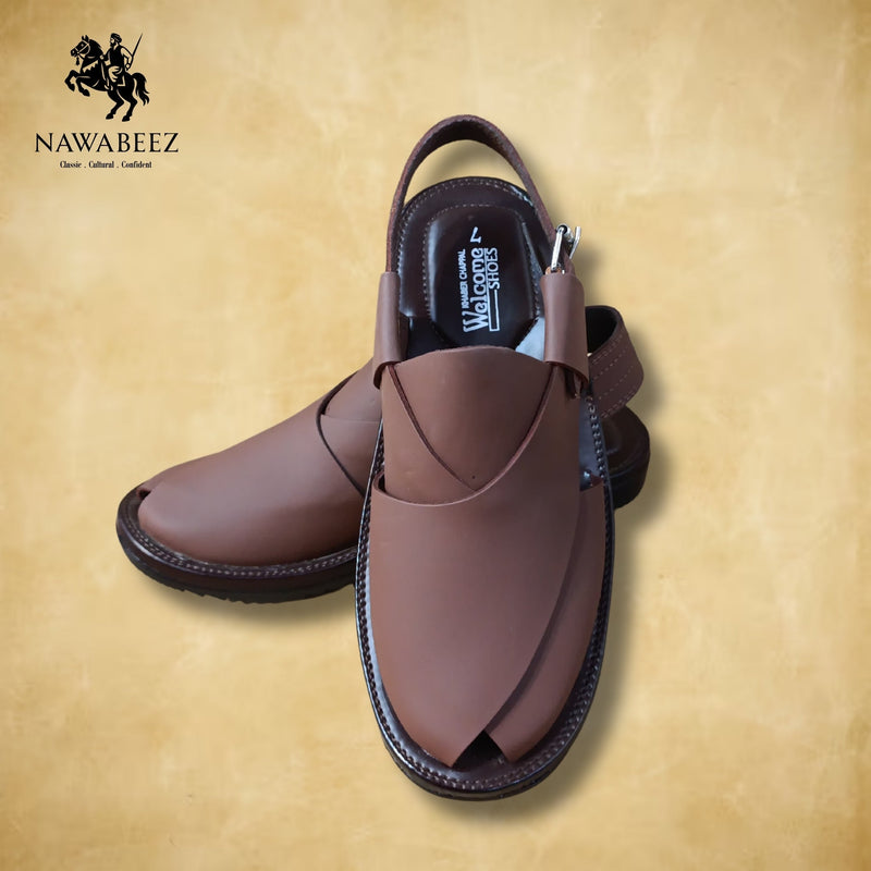Leather Upper Lighweight Peshawari Chappal - Nawabeez Special
