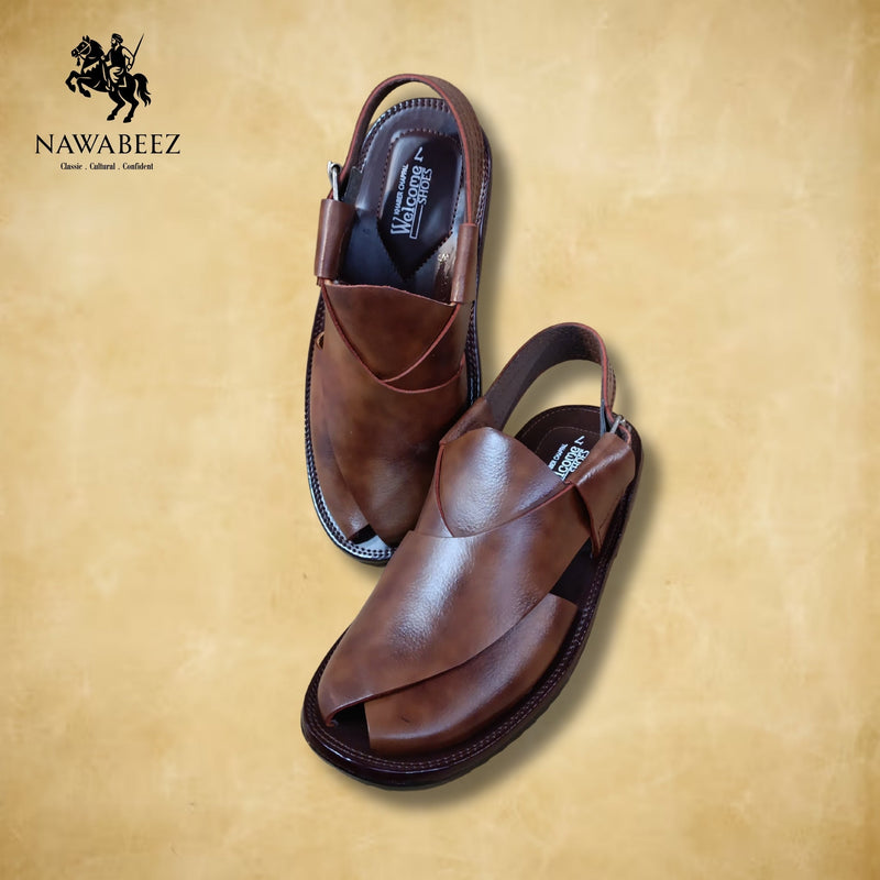 Leather Upper Lighweight Peshawari Chappal - Nawabeez Special