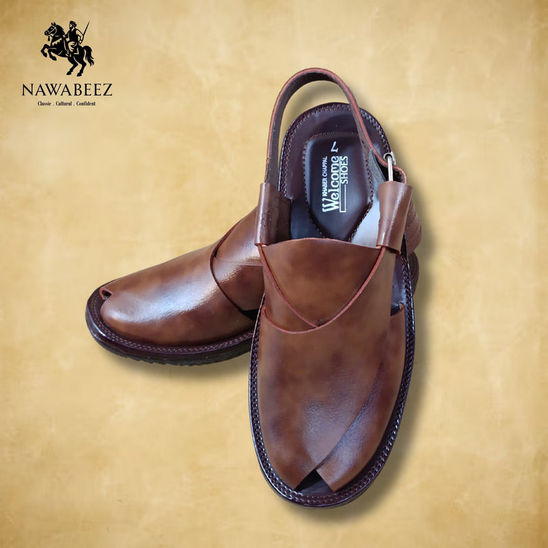 Leather Upper Lighweight Peshawari Chappal - Nawabeez Special