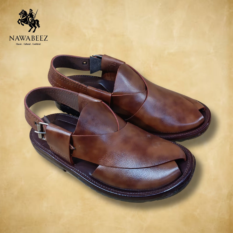 Leather Upper Lighweight Peshawari Chappal - Nawabeez Special